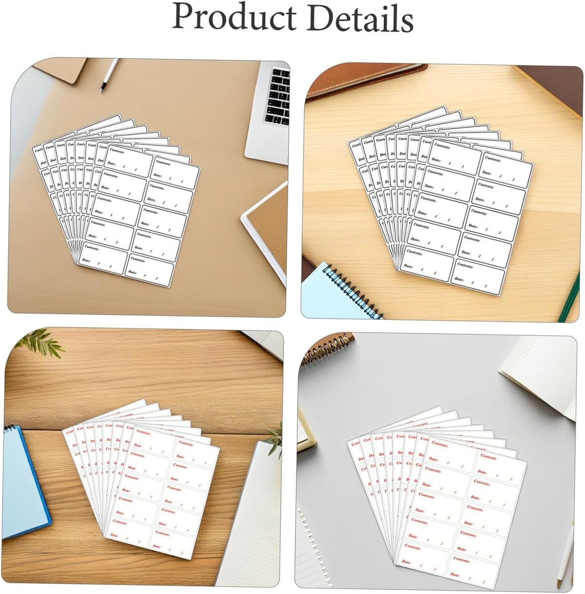 BETOOKY Removable Food Storage Labels 400pcs Waterproof PVC Meal Prep Use by Date Stickers for Freezer and Refrigerator Organization, Black and Red Date Content Labels for Kitchen