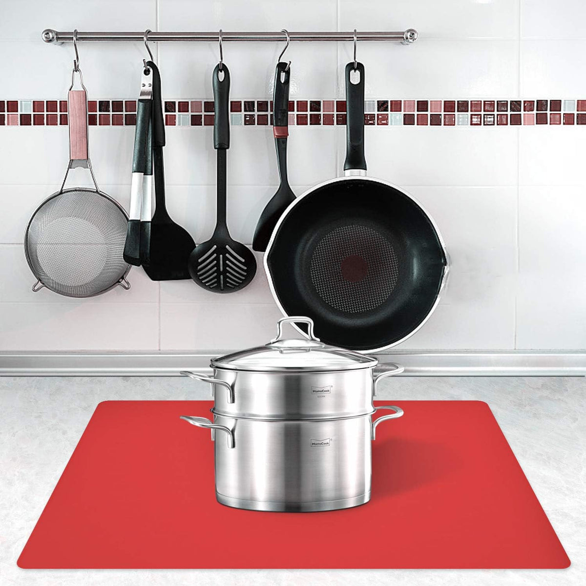 Silicone Placemats, Food-Grade Non-Slip Waterproof, Dining, Stain Resistant, Countertop Protector, Kitchen Counter Mat, Heat Resistant, Baking mat Dishwasher Safe (23.6"×15.7"-1pack, Black)