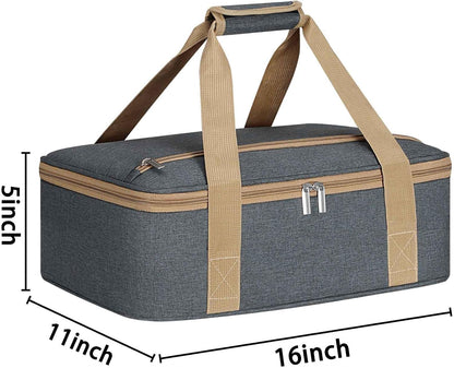 Insulated Casserole Carrier with Zipper Pockets, Casserole Carriers for Hot or Cold Food, Insulated Food Carrier for Parties, Picnics, Beach, Traveling, Fits 11 x 15 or 9 x 13 Baking Dish