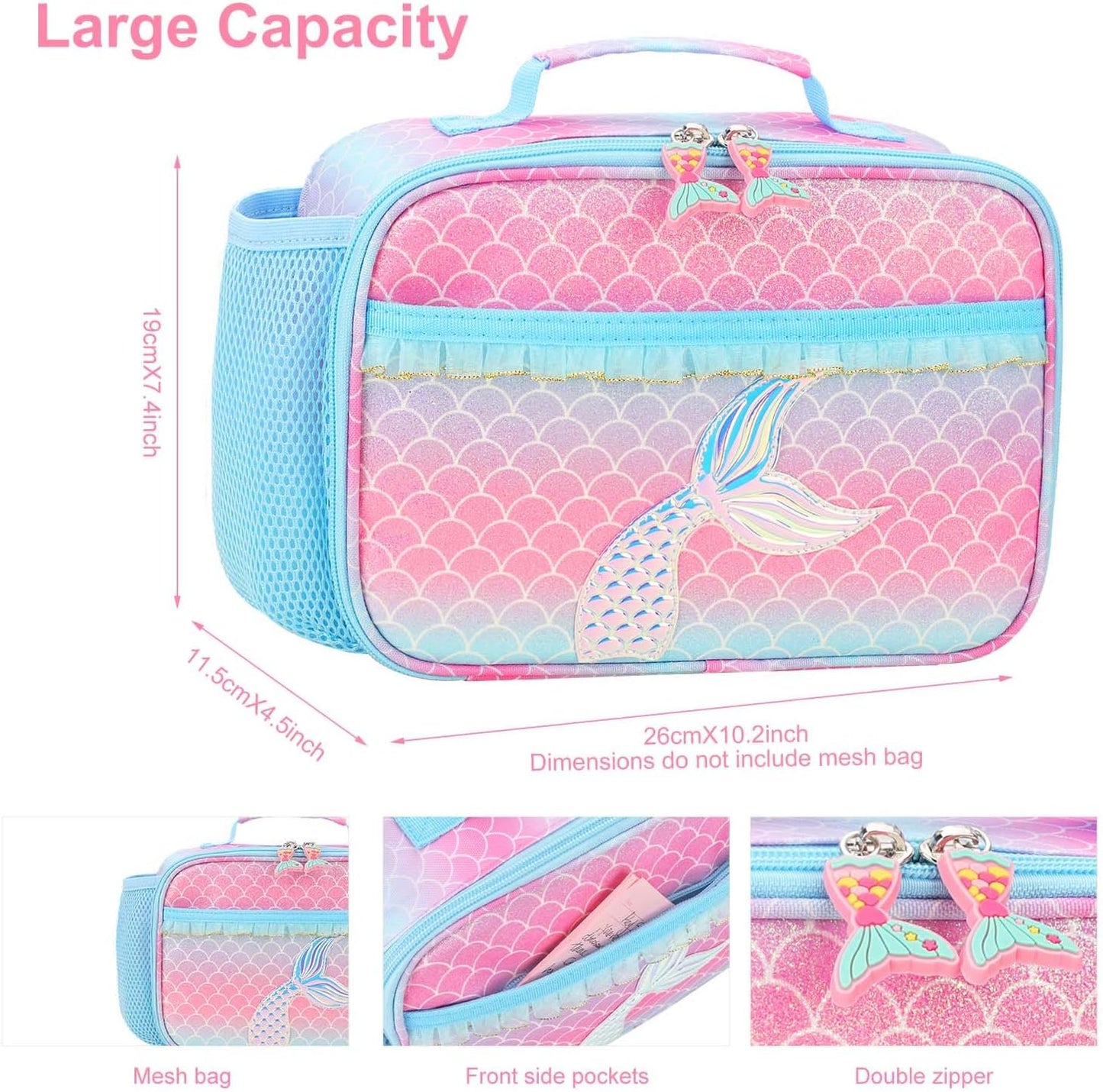 RHCPFOVR Kids Lunch Bag - Insulated Lunch Box for Boys Girls,Washable Lunch Bag and Reusable Toddler Leak-proof Lunchbox for School and Daycare - Colors A