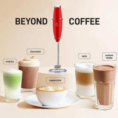 Zulay Kitchen Rechargeable Milk Frother Handheld - Frother Wand, Drink Mixer, Electric Whisk Frother, for Cappuccinos, Matcha & Protein Powder - Dynamic 3 Whisk, 3 Speed 500mAh Black - Colors A