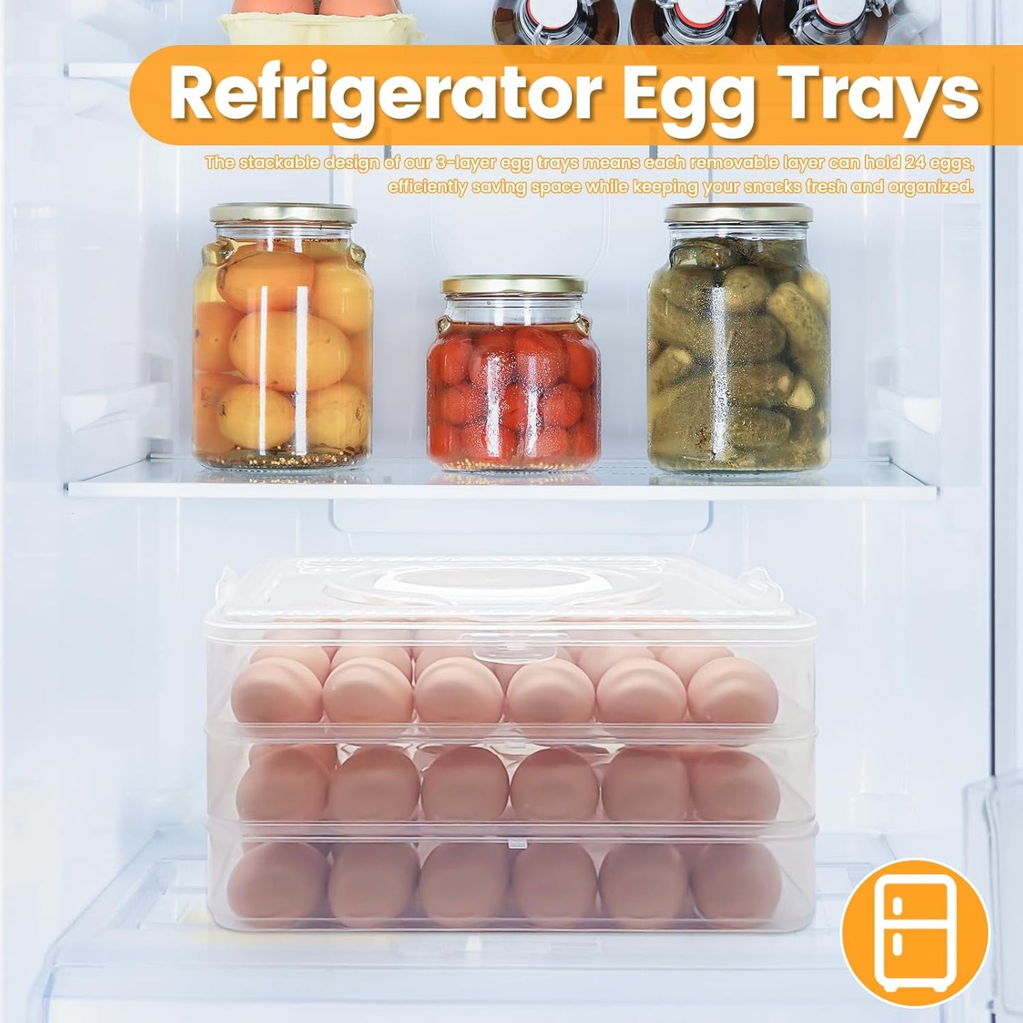 3 Layer Deviled Egg Containers with Lid,Portable Deviled Egg with Handle,Egg Carrier Holder Tray with 72 Holes for Thanksgiving Day,Party Favor Home Kitchen Refrigerator Supplies