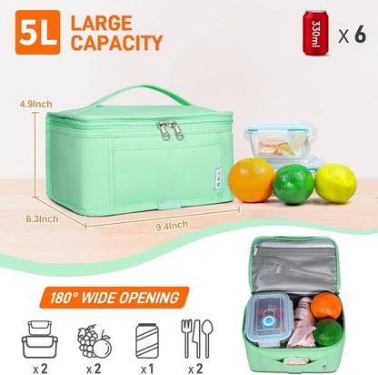 NOL Mini Insulated Lunch Bag for Women Men Kids | Small Leakproof Reusable Lunch Tote | Fits 6 Cans 330ml | Thermal Cooler for Work School Picnic Camping, Navy blue