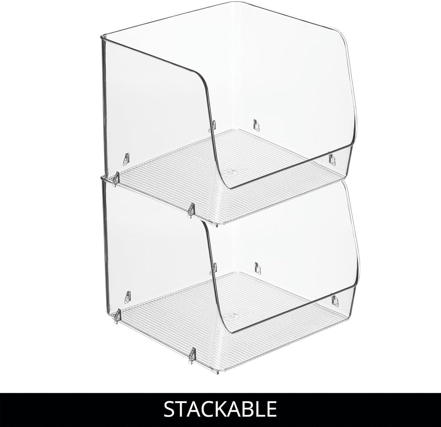iDesign Stackable Clear Open Front Storage Bin, Easy Access Organizer for Kitchen, Pantry or Cabinet, 4-Pack
