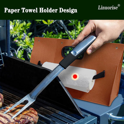 Grill Accessory Storage Bag, BBQ Tools Storage, Grill Storage Bag, Storage Container for Grilling ; Men's BBQ Gifts!（Material：Thickened Felt Cloth）