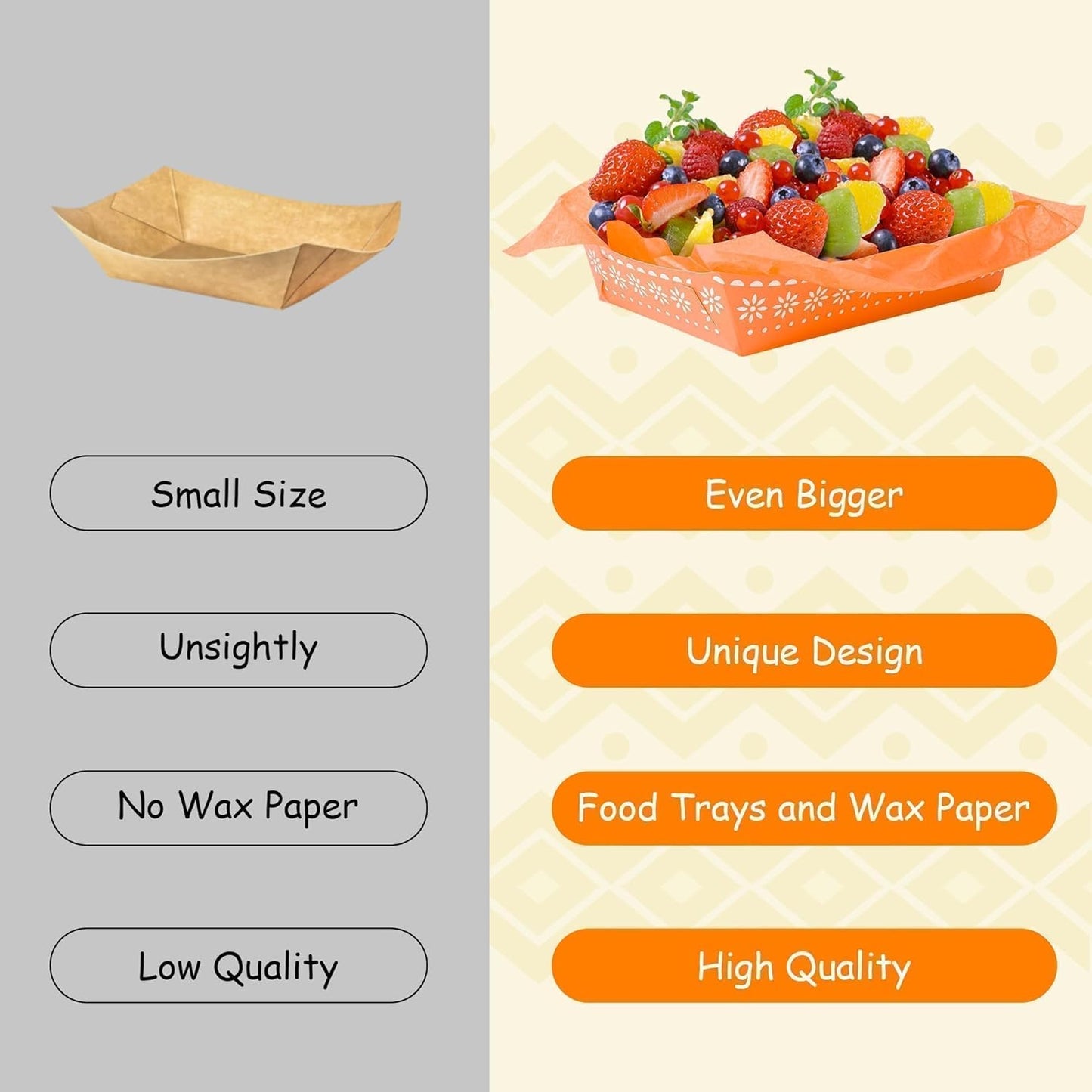 Mexican Taco Nights Food Trays - 120P Mexican Wax Paper Deli Trays Nacho Popcorn Grease Proof Container Unassembled Disposable Carnival Party Supplies Concession Stand Food Containers