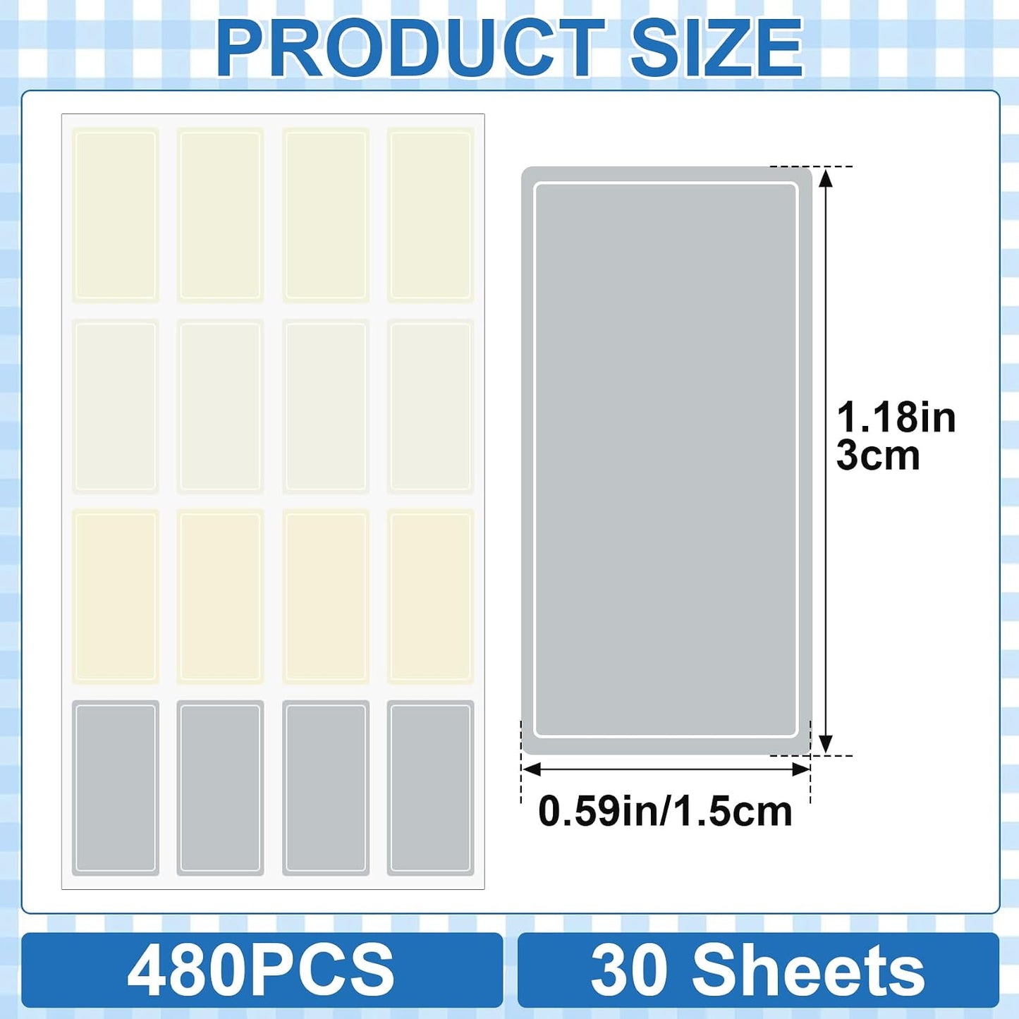 480 Pcs Dry Erase Labels, Dry Erase Stickers, Waterproof Sticker Labels, Removable Labels Easy Peel Off, Reusable Sticky Notes for Food Containers, Office (Retro, Small)