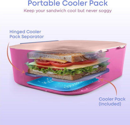 KARRICO Leakproof Lunch Box – 3-Compartment Bento Box, Cooler Pack & Adjustable Divider, Extra Large & BPA-Free – Dishwasher Safe, Ideal for On-the-Go Meals, Green
