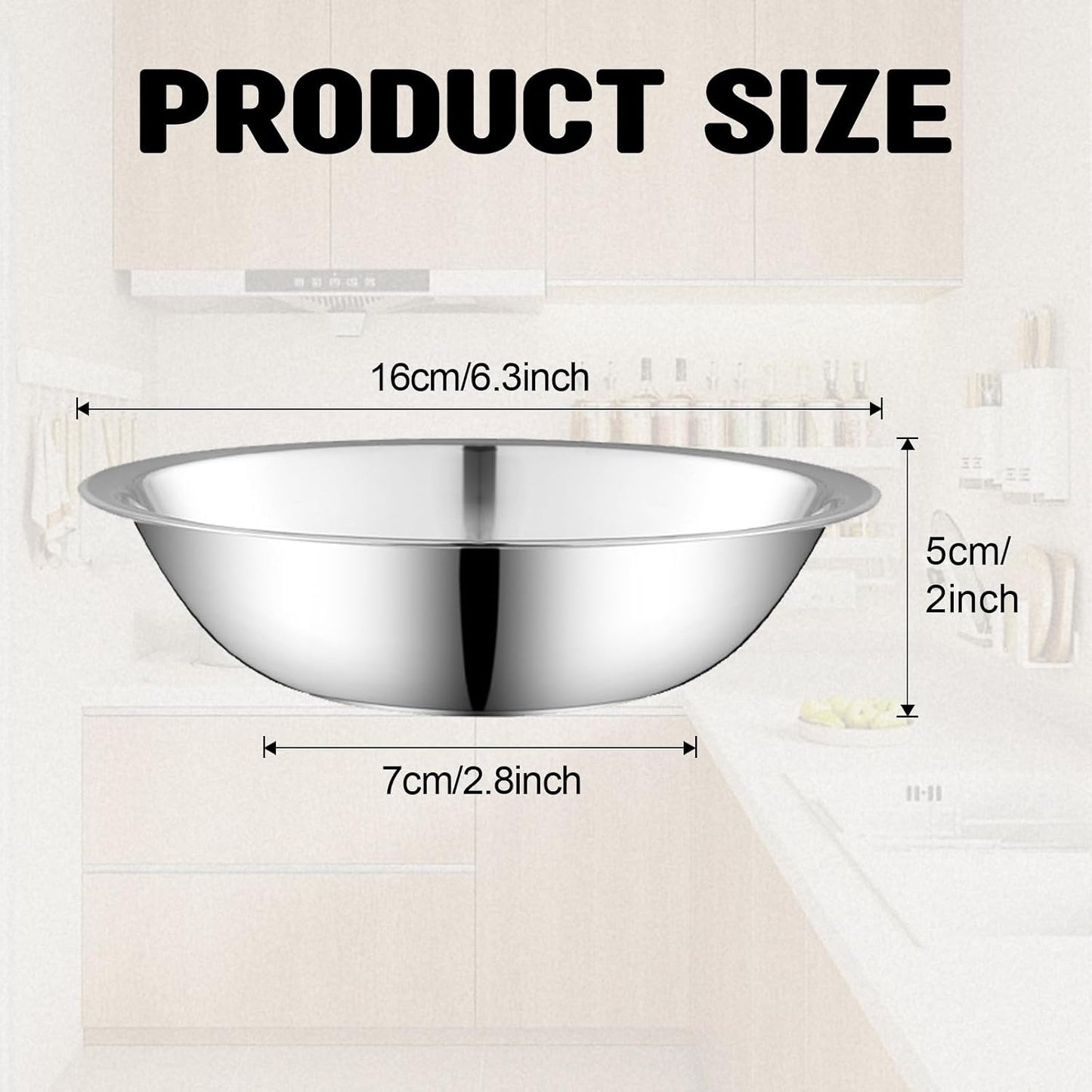 15 Pcs Stainless Steel Bowls Kitchen Metal Bowl with Flat 6.3 Inch Base Prep Bowls, Mixing Bowls Mirror Polish Metal Bowl Set for Meal Prep, Serving, Baking