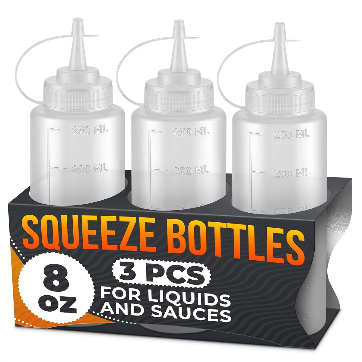BURIUS Inverted Condiment Squeeze Bottles 16 oz for Sauces, Honey
