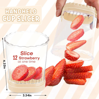 Creative Strawberry Slicer, Detachable Cutter with Push Plate (White)