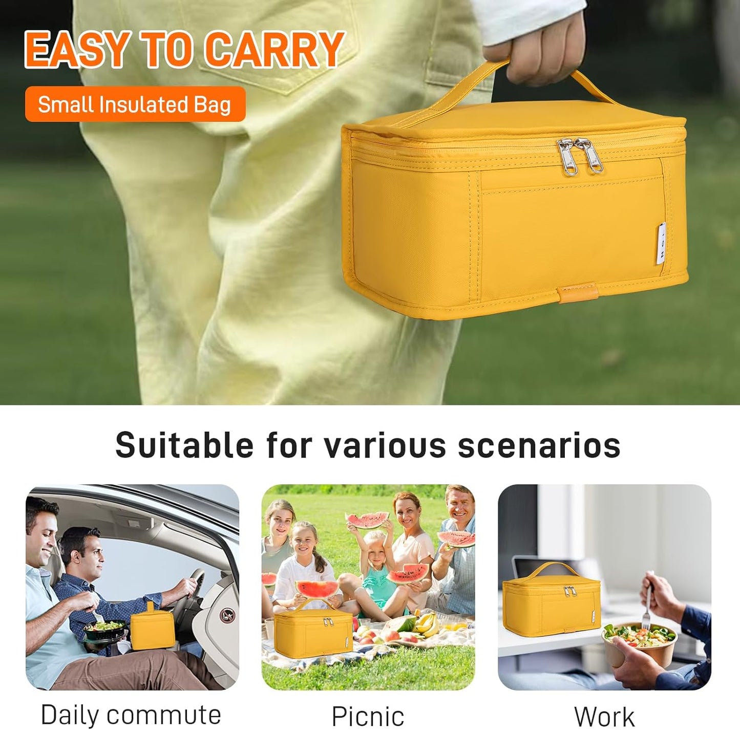 NOL Mini Insulated Lunch Bag for Women Men Kids | Small Leakproof Reusable Lunch Tote | Fits 6 Cans 330ml | Thermal Cooler for Work School Picnic Camping, Navy blue