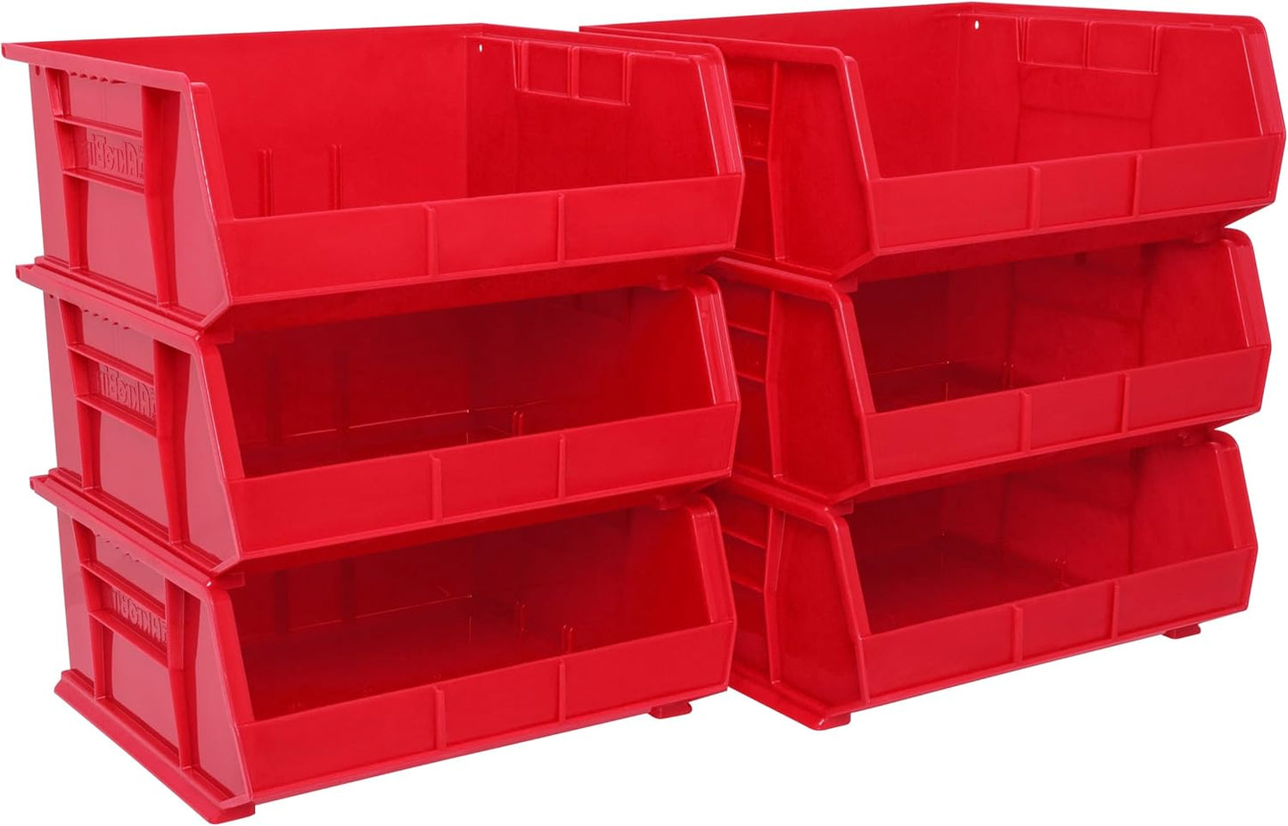 Akro-Mils 30250 AkroBins Plastic Storage Bins, Space-Saving Stackable Bins for Garage, Pantry, Craft Organization, 15" x 16" x 7", Black, 6-Pack