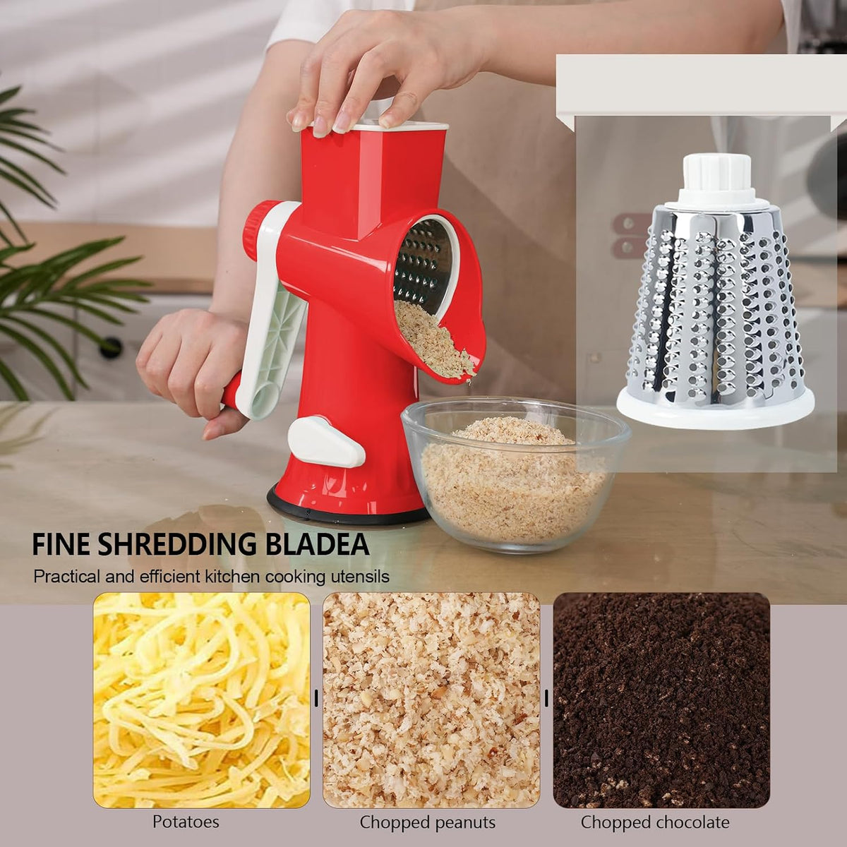 Rotary Cheese Grater with Handle-Versatile Cheese Grater