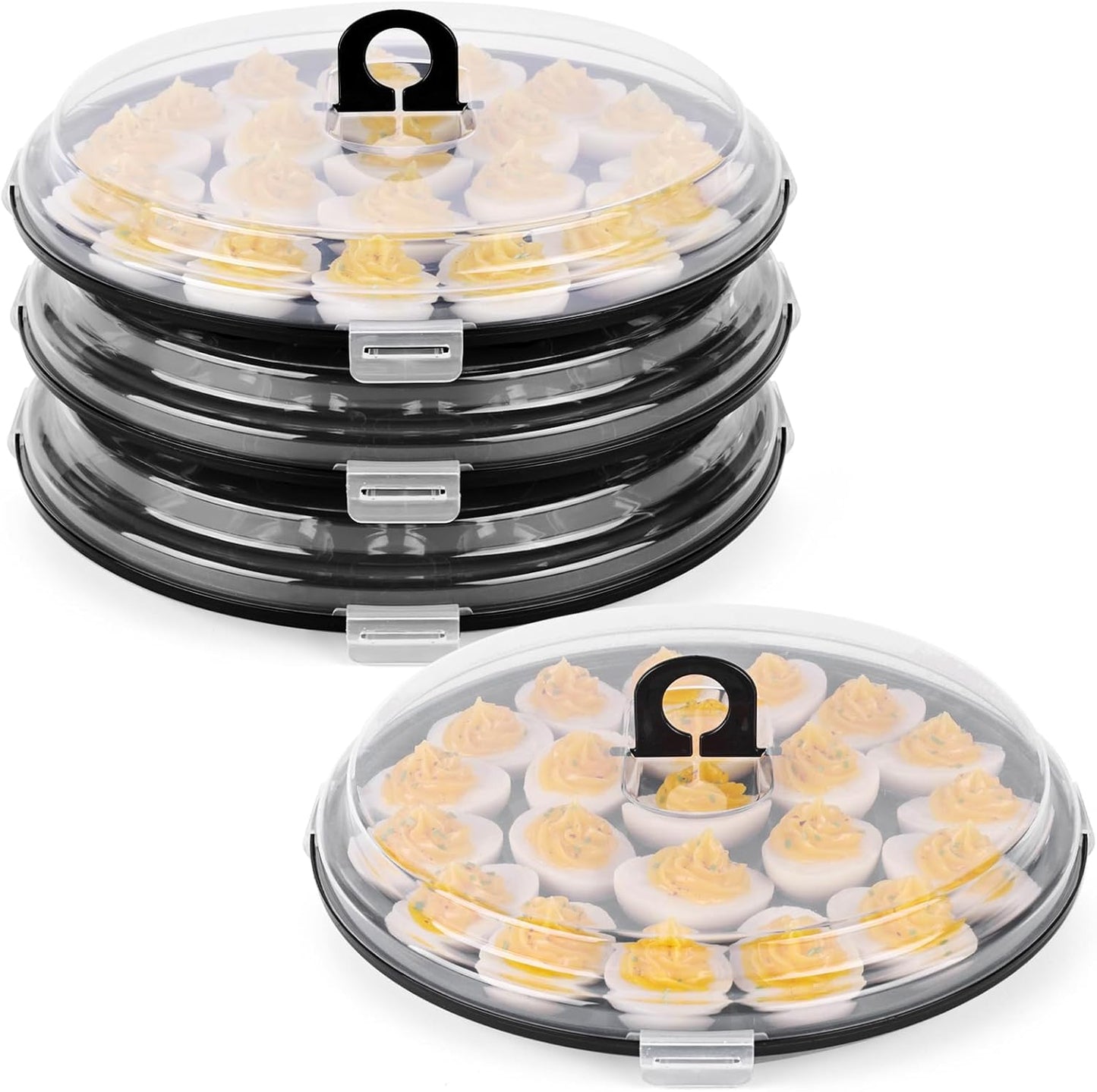 HANSGO Deviled Egg Containers with Lid, Deviled Egg Platter Carrier Holder Trays with 22 Slots for Holiday Party and Home Kitchen, Green