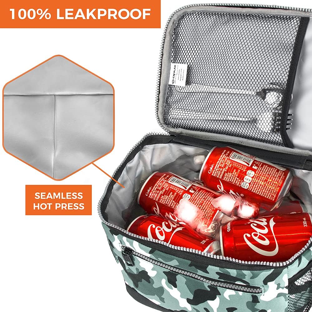 opux Insulated Lunch Box Men Women, Lunch Bag for Work School, Leakproof Soft Cooler Tote Adult, Large Lunch Pail Kids Boys Girls, Picnic Beach Food Bag with Shoulder Strap, Purple Floral