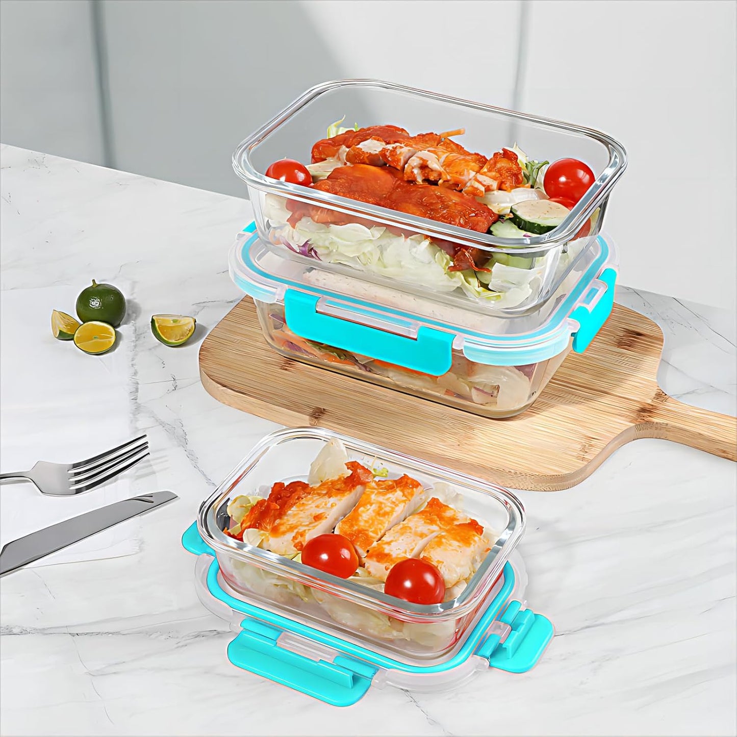 BAYZZ 10 Pack Glass Meal Prep Containers, Glass Food Storage Containers with Lids, Airtight Lunch Box, Freezer,Oven,Microwave and Dishwasher Safe