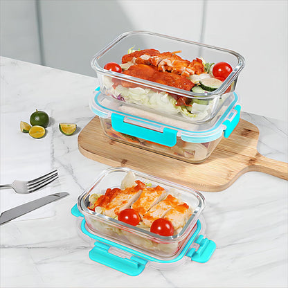 BAYZZ 10 Pack Glass Meal Prep Containers, Glass Food Storage Containers with Lids, Airtight Lunch Box, Freezer,Oven,Microwave and Dishwasher Safe