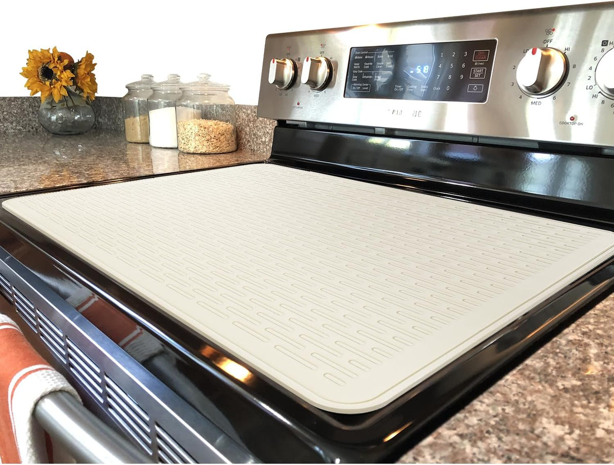 YUHFERA Stove Top Cover for Electric Stove - Silicone Stove Mat for Glass Top, Glass Cooktop Protector For Kitchen,Multi-functional Oven Covers for Electric Stove (Black,28 x 20)