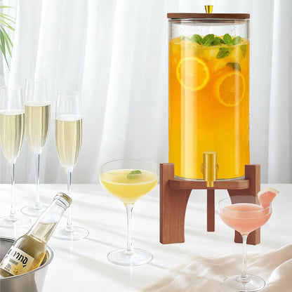 Glass Drink Dispenser,1.5 Gallon Beverage Dispenser with Stand,Lemonade Dispenser with Stainless Steel Faucet,Drink Dispensers for Parties, Bars and Home (Cross Stand)