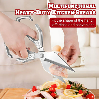 Multifunctional Heavy-Duty Kitchen Shears,oultry Scissors,Stainless Steel Heavy Duty Scissors,High-Carbon Steel Culinary Shears for Chicken,Meat, Seafood,Bone Cutting