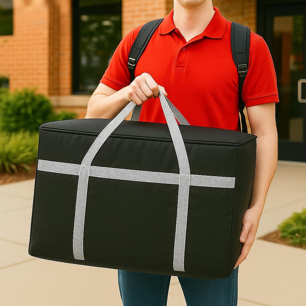 musbus Extra large XXXL Insulated Food Delivery Bag Cooler Bags Keep Food Warm Catering Therma Catering Bag for doordash 22x14x13 Cooler Bags Therma Shopper hot warming RED Pizza BLACK
