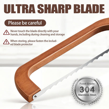 Adjustable Bread Slicer for Perfect Slices - Bread Knife for Homemade Bread with Thickness Guide - Premium Sharp Stainless Serrated Blade for Sourdough Baguettes Bagels Loaves