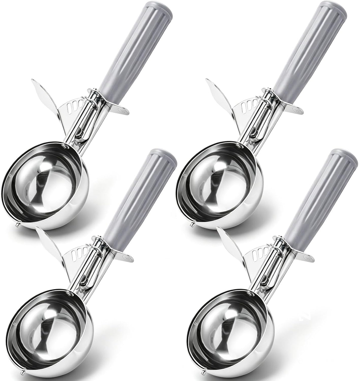 4 Pcs Ice Cream Scoop with Trigger 4 oz Stainless Steel Cookie Dough Scoops