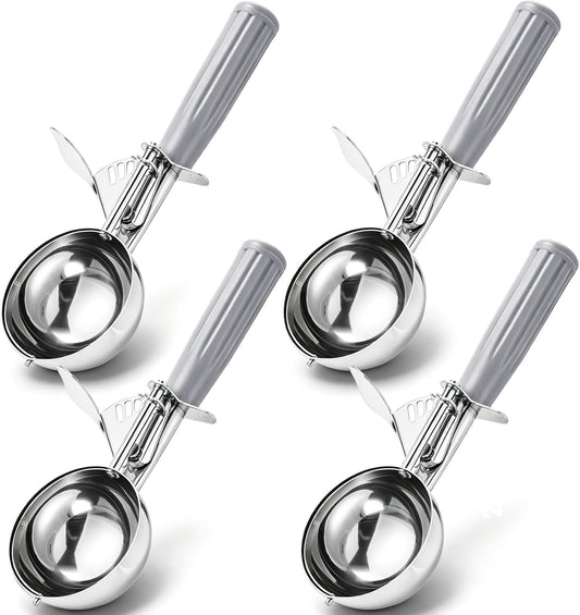 4 Pcs Ice Cream Scoop with Trigger 4 oz Stainless Steel Cookie Dough Scoops
