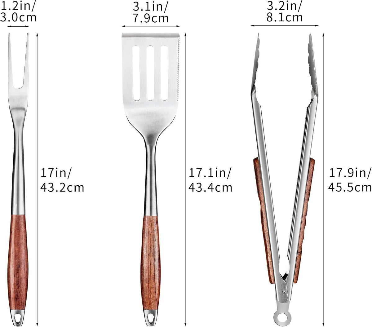 FJNATINH Heavy-Duty Grilling Accessories Rose Wooden BBQ Grilling Tools Set,Outdoor Grill Set with Spatula, Fork, Brush & Tongs,Essential Accessories for Barbecue & Grill. Ideal Gift for Men