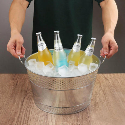 3 PCS 15.3 x 9 x 6 inches Black Metal Galvanized Tub with Handles, 3 Gallon Galvanized Beverage Tubs for Parties, Large Metal Drink Ice Buckets for Beer, Wine, Cocktails & Outdoor Events