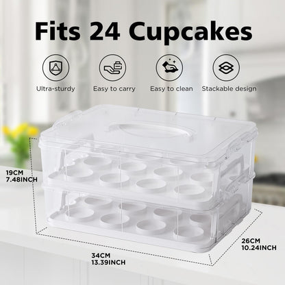 Cupcake Carrier with Lid and Handle,Cookie, Cake, Cupcake and Brownie Storage Carrier, Holds 12 Standard Cupcakes