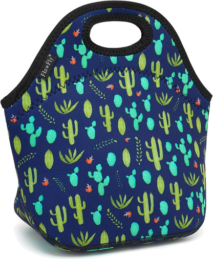 FlowFly Neoprene kids Lunch box Insulated Soft Bag Mini Cooler Thermal Meal Tote Kit for Boys, Girls,Men,Women,School,Work, Office,Black