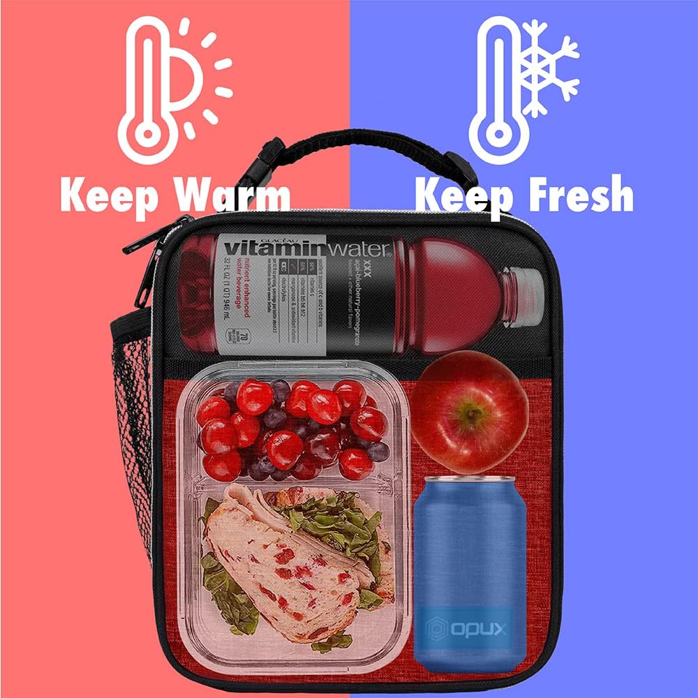 opux Premium Insulated Lunch Box, Soft School Lunch Bag for Kids Boys Girls, Leakproof Small Lunch Pail Men Women Work, Reusable Compact Cooler Tote Lunchbox for Office Adult, Black