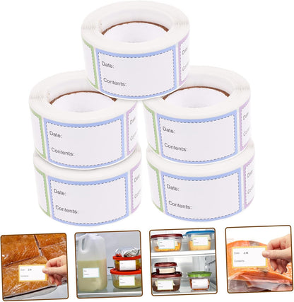 Homoyoyo 5Rolls Portable Date Labels Multi Function Food and Bottle Stickers for Kitchen and Office Organization Removable and Storage for Foods
