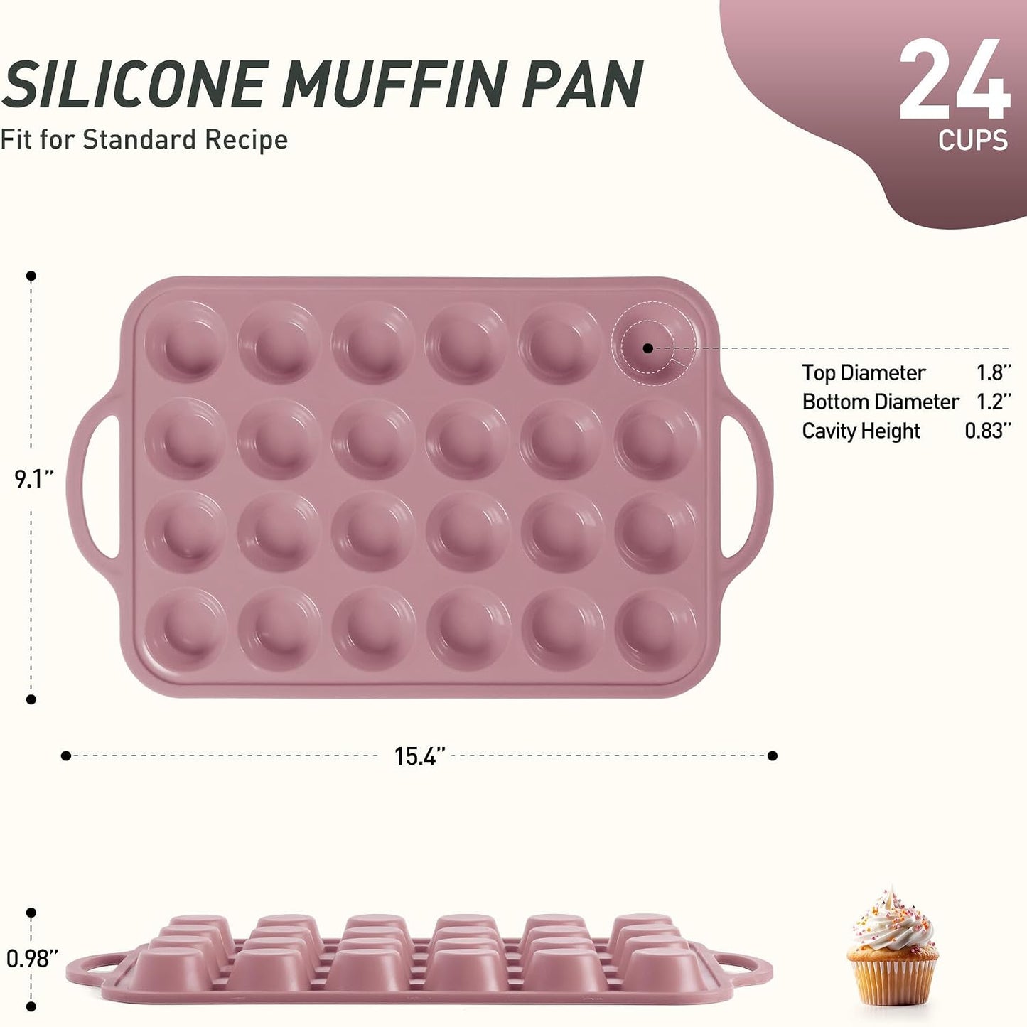 2 Packs 12 Cups Silicone Muffin Pan for Baking with Metal Reinforced Frame Regular Size Cupcake Pan Tray Egg Bites Silicone Cookie Molds Muffin Tin Tart Pans Sheet Set for Oven Dishwasher Safe