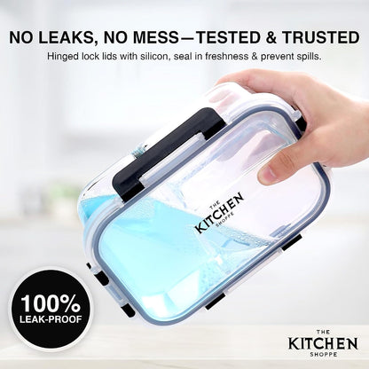KITCHEN SHOPPE 24pc Borosilicate Glass Storage Containers with Airtight Lids | Heavy Duty, Non-Toxic Food Storage Containers for Pantry, Meal Prep, Lunch or Leftovers | Freezer/Oven/Microwave Safe