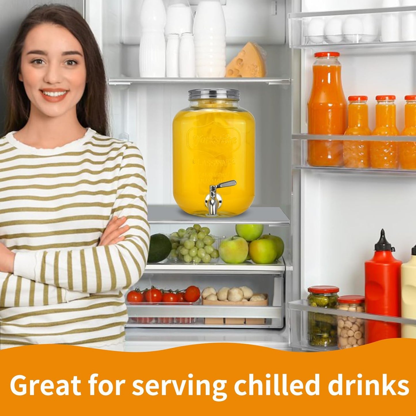 1 Gallon Glass Drink Dispensers For Parties 2PACK.Beverage Dispenser,Glass Drink Dispenser With Stand And Stainless Steel Spigot 100% Leakproof.Lemonade Dispenser With Ice Cylinder.Laundry Detergent