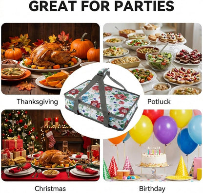 Insulated Casserole Carrier Fits Pioneer Woman Kitchen Stuff & 9x13 Baking Dish, Large Lasagna Lugger Tote, Leakproof Thermal Food Warmer Bag for Potluck, Picnic, Travel, Hot/Cold Food & Mom Gifts