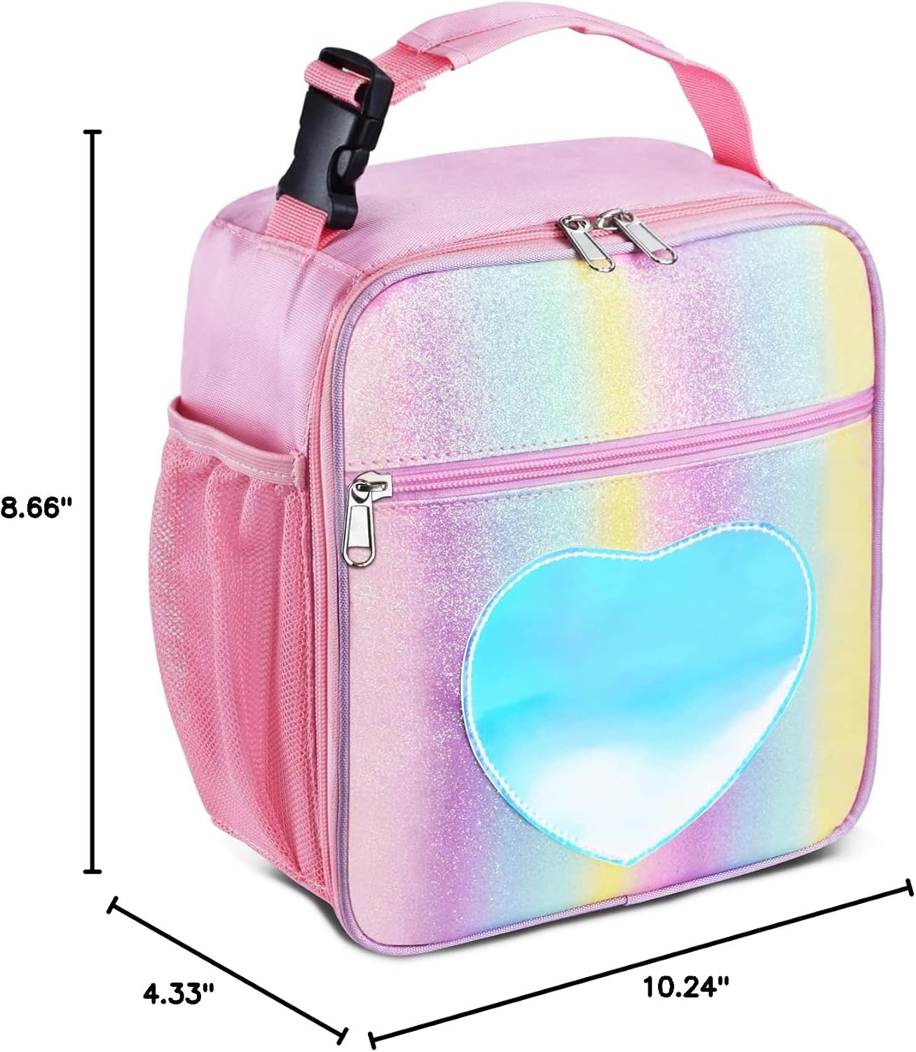 Insulated Lunch Bag, Leakproof Portable Lunch Box for Women Men Boys Girls, Large Capacity Cooler Bag with Handle and Bottle Pocket for Office School Camping Hiking Outdoor Beach Picnic (Black)