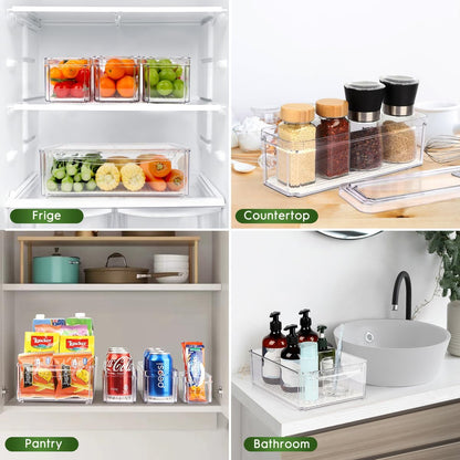 ZIJUND 14 Pack Fridge Organizer, Stackable Refrigerator Organizer Bins with Lids, BPA-Free Fridge Organizers and Storage Containers for Fruit, Vegetable, Food, Drinks, Cereals, Clear