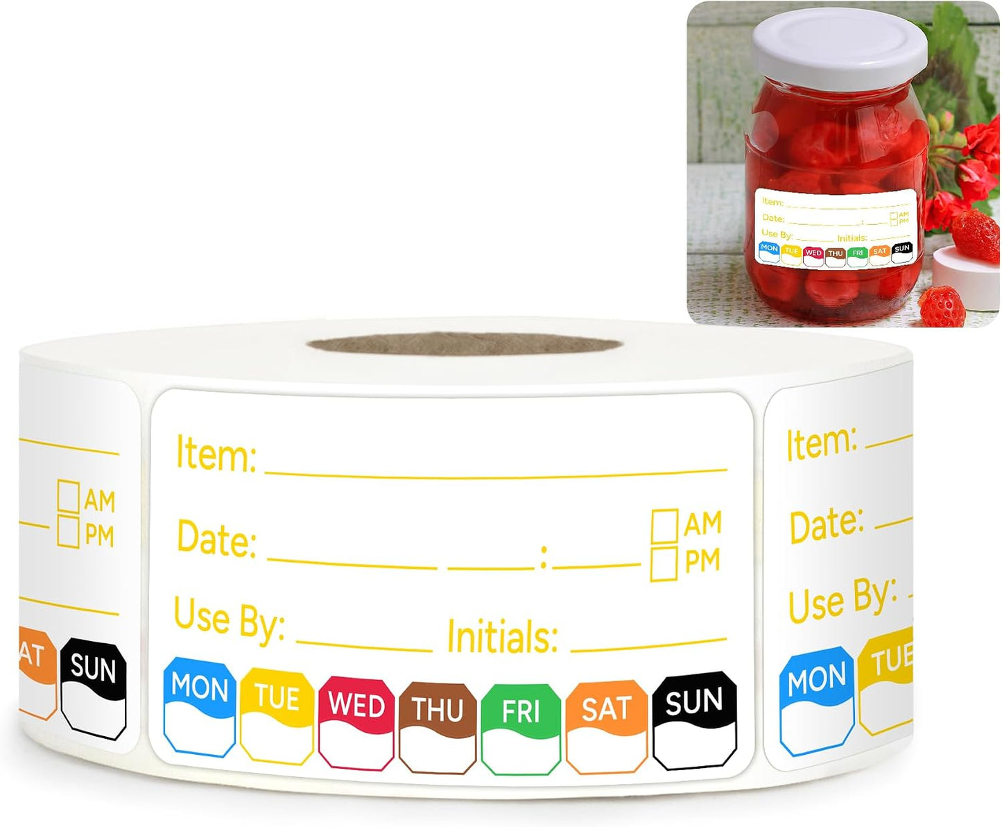 500 Pcs 1 inch X 2 inch Restaurant Quality Shelf Life Food Rotation Labels, Self-Adhesive Removable for Reusable Containers, Food Safety Date Sticker, Leftover Labels (1 * 2in-500pc-Yellow6)