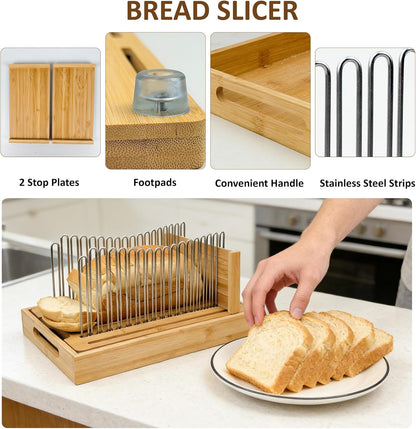 Adjustable Bread Slicer with Stainless Steel Slide Rail