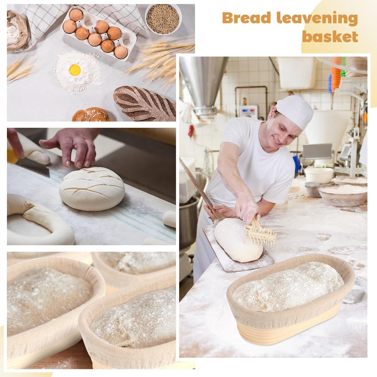 Ziliny 6 Pcs Banneton Bread Proofing Baskets for Sourdough,9 Inch,Round