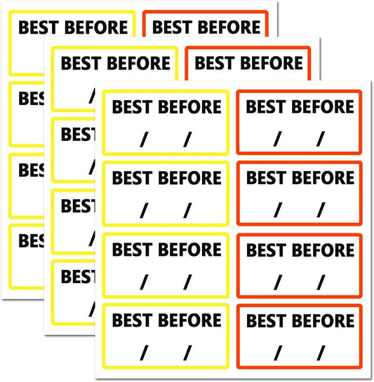 240 Pcs Best Before Stickers Kitchen Labels Adhesive Stickers for Safe Food (50.8x25.4 mm)