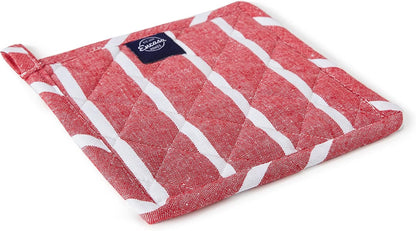 Encasa XO Pot Holders, Quilted Kitchen Hot Pads 8"x8" Black
