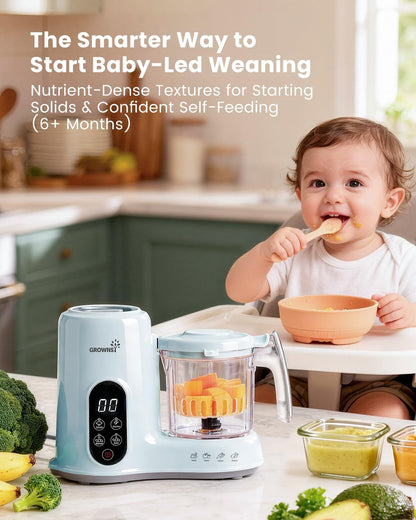 Grownsy Baby Food Maker, Steamer & Blender Baby Food Processor, White