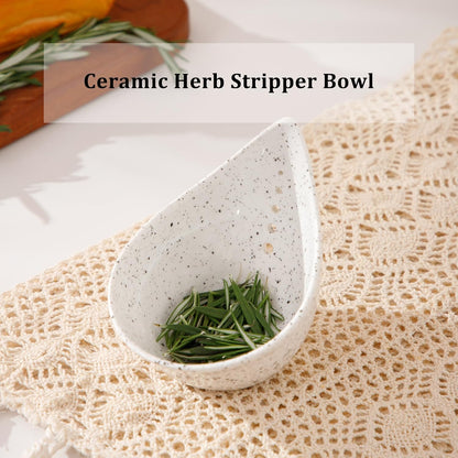 Herb Stripper Bowl, Ceramic Herb Peeling Bowl, Herbs Leaf Stripping Tool