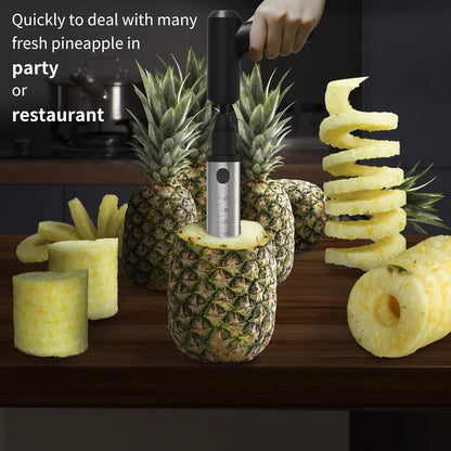 Newness Pineapple Corer Cutter, [Upgraded, Electric & Manual] Stainless Steel Fruit Pineapple Slicer with Electric Drill Accessory [Easier & Faster], Sturdy Pineapple Core Remover Kitchen Tool