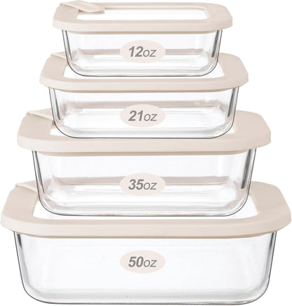 Urban Green Glass Food Storage Containers with Glass Lids, Microwave Safe Food Container Set, Aitight Meal Prep Container Set, LeakProof, 100% Plastic Free, 6 Pack
